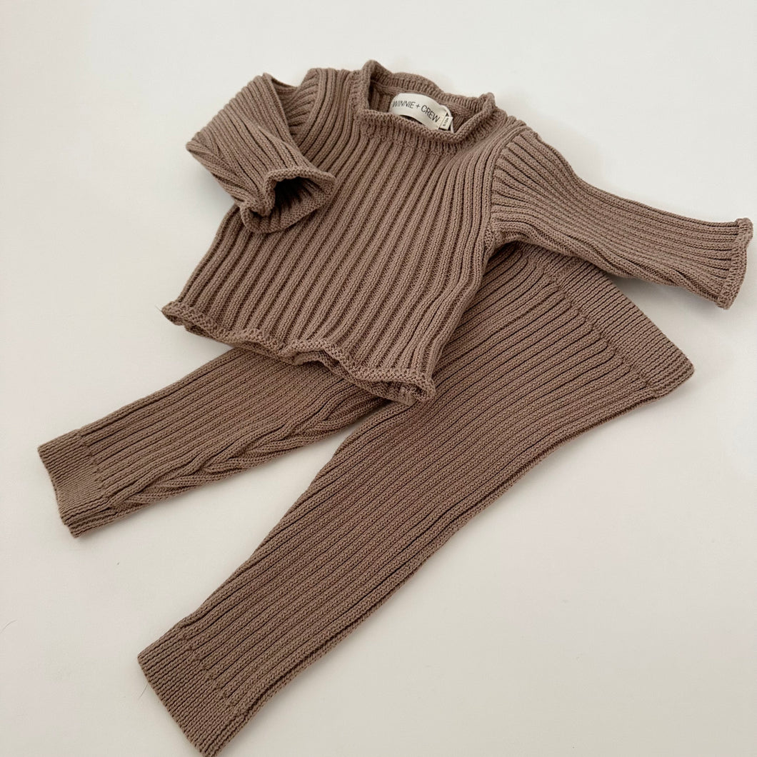 Indiana Ribbed Knit Set in Brown