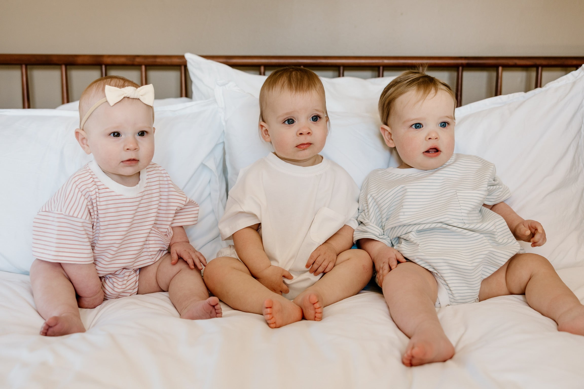 Winnie + Crew comfortable and stylish one piece rompers for babies in simple patterns and modern colors