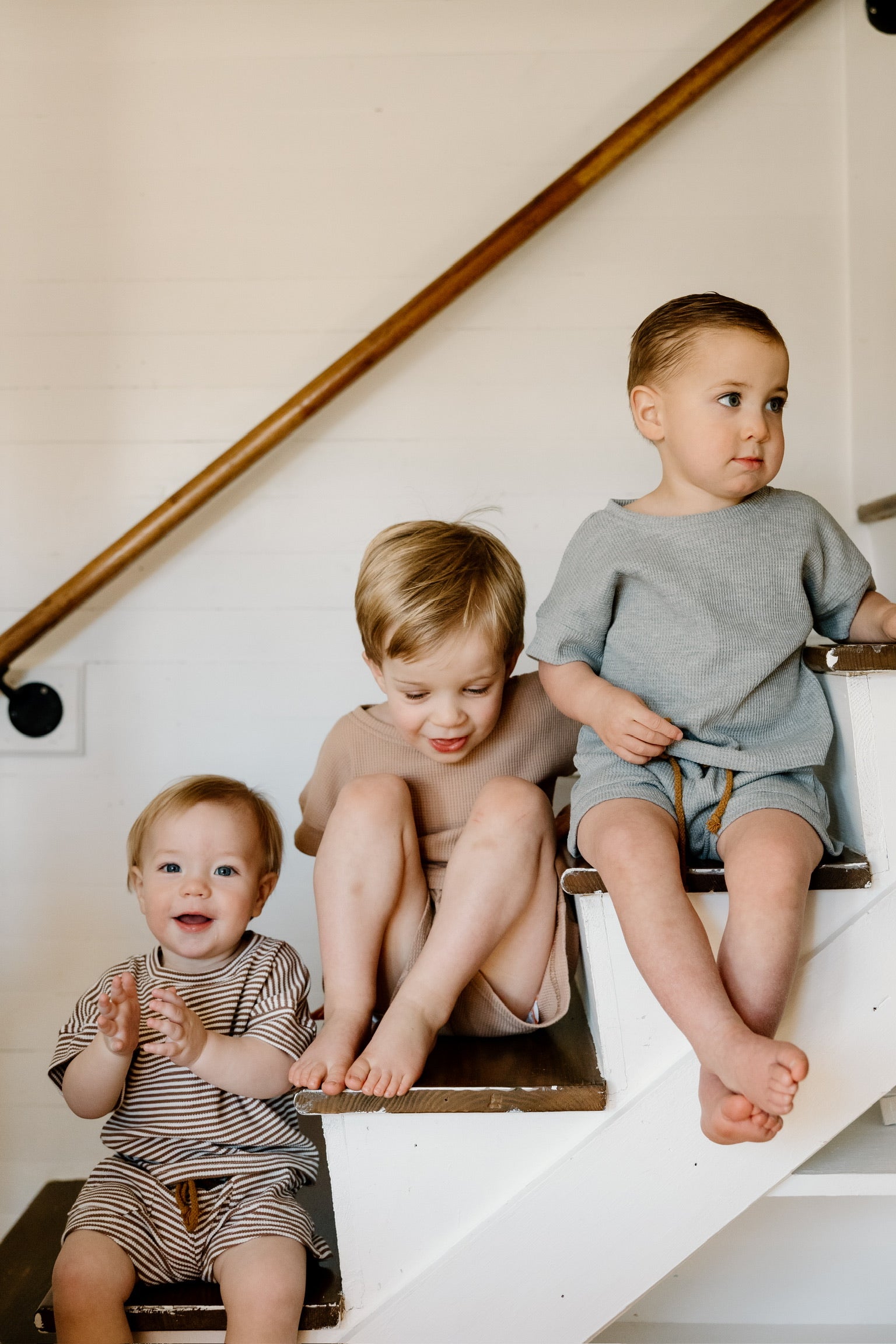Winnie + Crew comfortable and stylish clothing showing matching sets on toddler boys