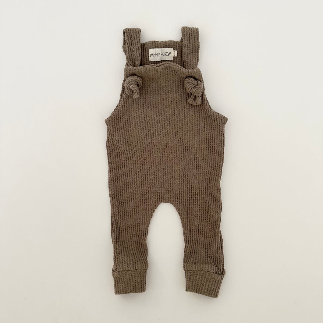Waffle Overalls in Olive Green
