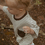 Cory Pocket Romper in Thin Chocolate Stripe