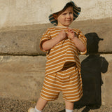 Blake Hat in Thin Blue Green Stripe