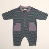 Scottie Romper in Purple Ash Stripe