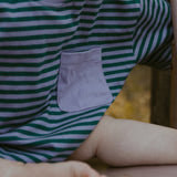 Harley Pocket Romper in Purple Ash Stripe