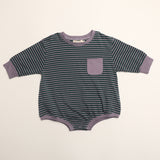 Harley Pocket Romper in Purple Ash Stripe
