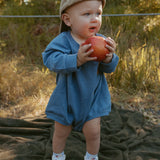 Harley Pocket Romper in Stone Blue