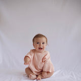 Cory Pocket Romper in Peach Powder