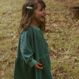 Kelsey Dress in Green Blue Stripe