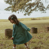 Kelsey Dress in Green Blue Stripe