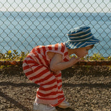 Blake Hat in Thin Blue Green Stripe