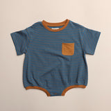 Cory Pocket Romper in Thin Vallarta Blue Stripe