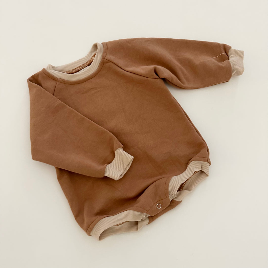 Ollie Sweatshirt Romper in Brown