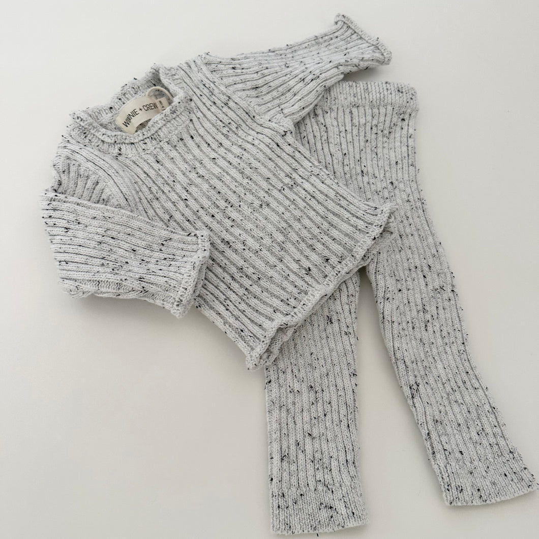 Indiana Ribbed Knit Set in Speckled White