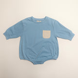 Harley Pocket Romper in Dusk Blue