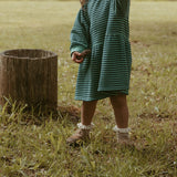 Kelsey Dress in Green Blue Stripe