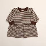 Kelsey Dress in Turtledove Chocolate Stripe