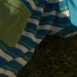 Callie Romper in Thin Blue Green Stripe