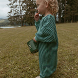Sammy Romper in Thin Green Stripe