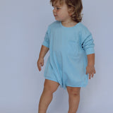 Harley Pocket Romper in Dream Blue