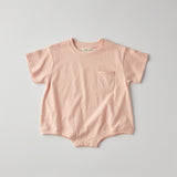 Cory Pocket Romper in Peach Powder