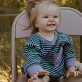 Harley Pocket Romper in Purple Ash Stripe