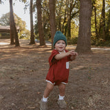 Cory Pocket Romper in Clay Red