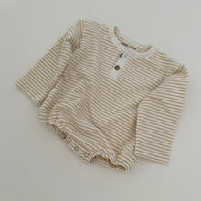 Load image into Gallery viewer, Taran Striped Romper in White + Yellow
