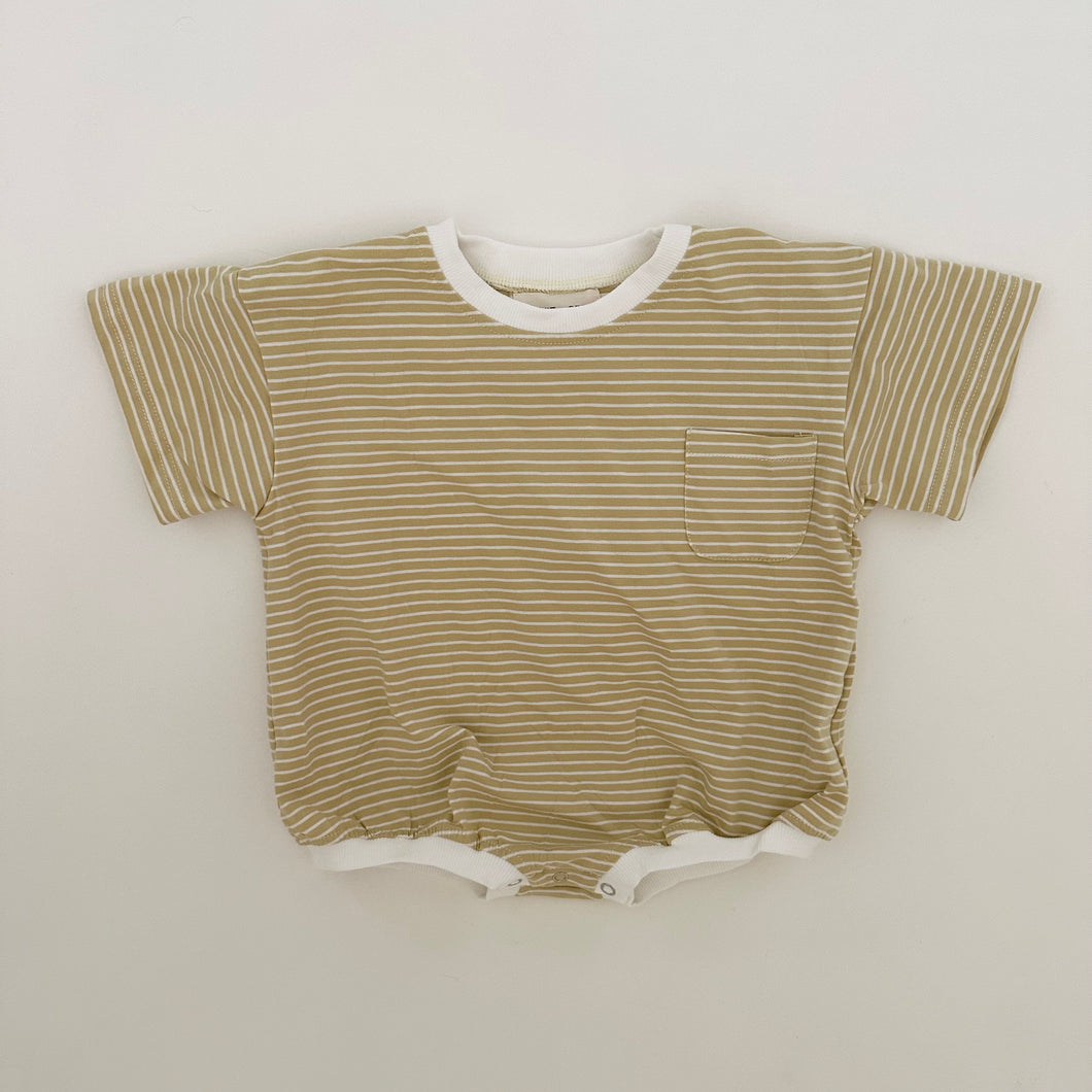 Cory Pocket Romper in Yellow Stripes