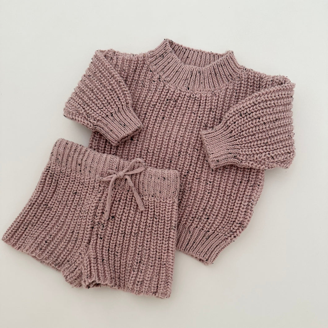 Billie Knit Set in Speckled Pink