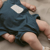 Cory Pocket Romper in Deep Blue