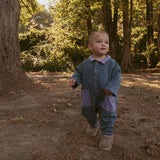 Scottie Romper in Purple Ash Stripe