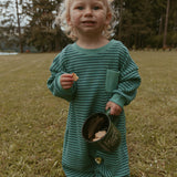 Sammy Romper in Thin Green Stripe