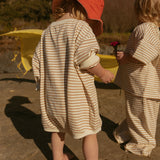 Harley Pocket Romper in Thin Vanilla Ice Stripe