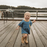 Cory Pocket Romper in Thin Vallarta Blue Stripe