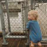 Cory Pocket Romper in Thin Vallarta Blue Stripe