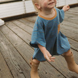 Cory Pocket Romper in Thin Vallarta Blue Stripe