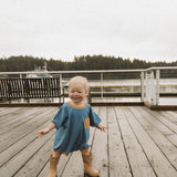 Cory Pocket Romper in Thin Vallarta Blue Stripe