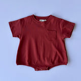 Cory Pocket Romper in Brick