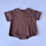 Cory Pocket Romper in Chocolate