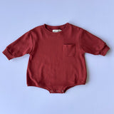 Harley Pocket Romper in Brick