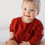 Harley Pocket Romper in Brick