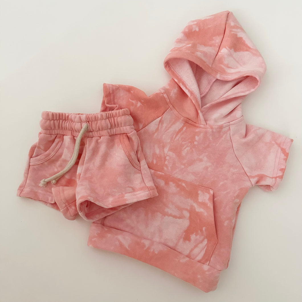 Avett Hooded Set in Pink Tie-Dye