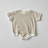 Ezra Waffle Romper in Light Grey
