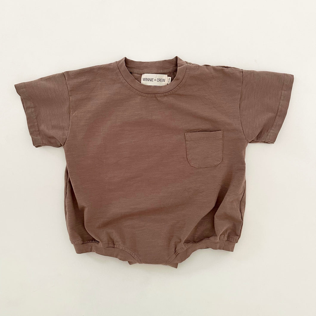 Cory Pocket Romper in Brown