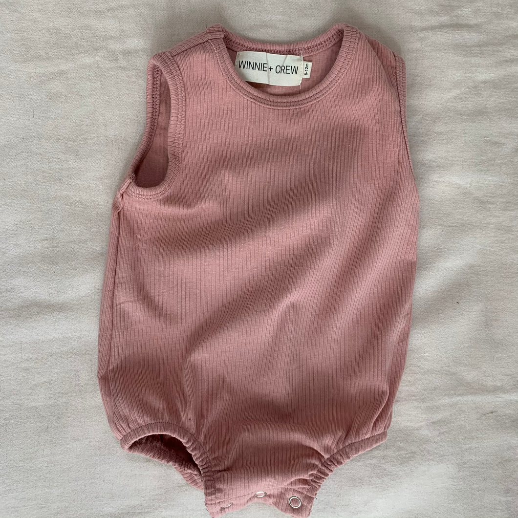 Rory Ribbed Romper in Dusty Pink