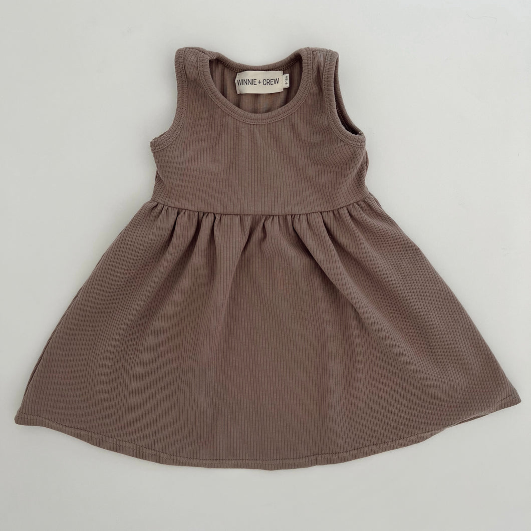 Addison Ribbed Dress in Light Brown