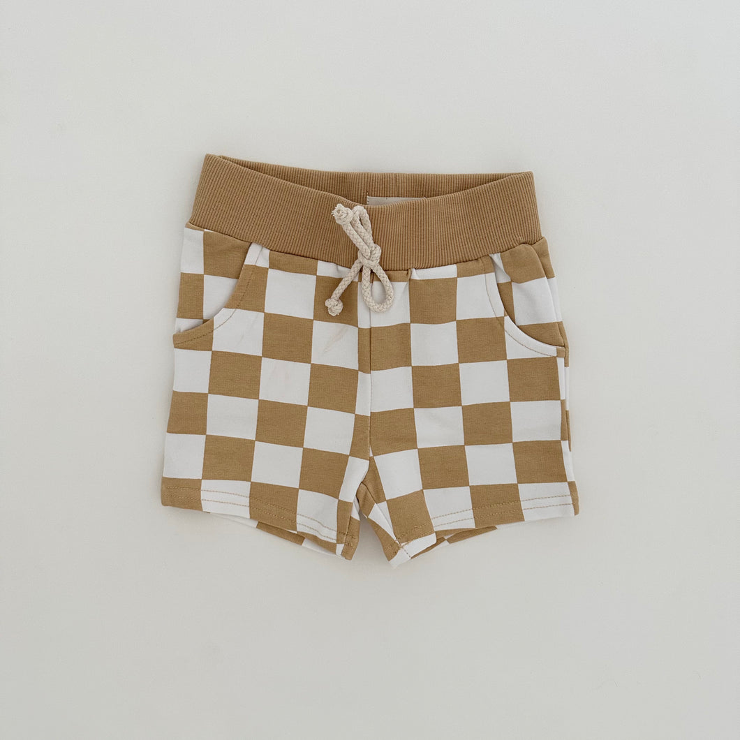 The Checkered Collection - Shorts in Muted Mustard