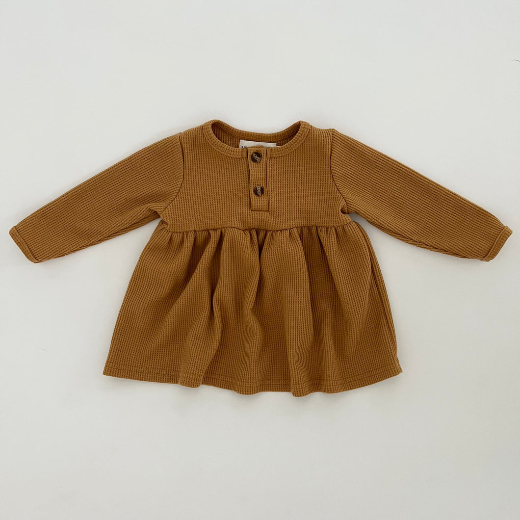 Emma Waffle Knit Dress in Burnt Orange