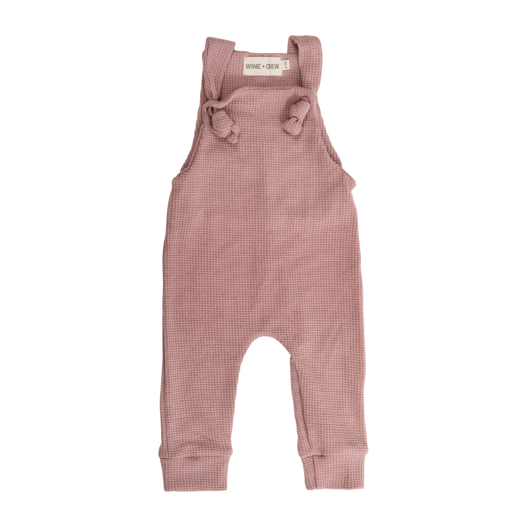 Waffle Knit Overalls - Pink