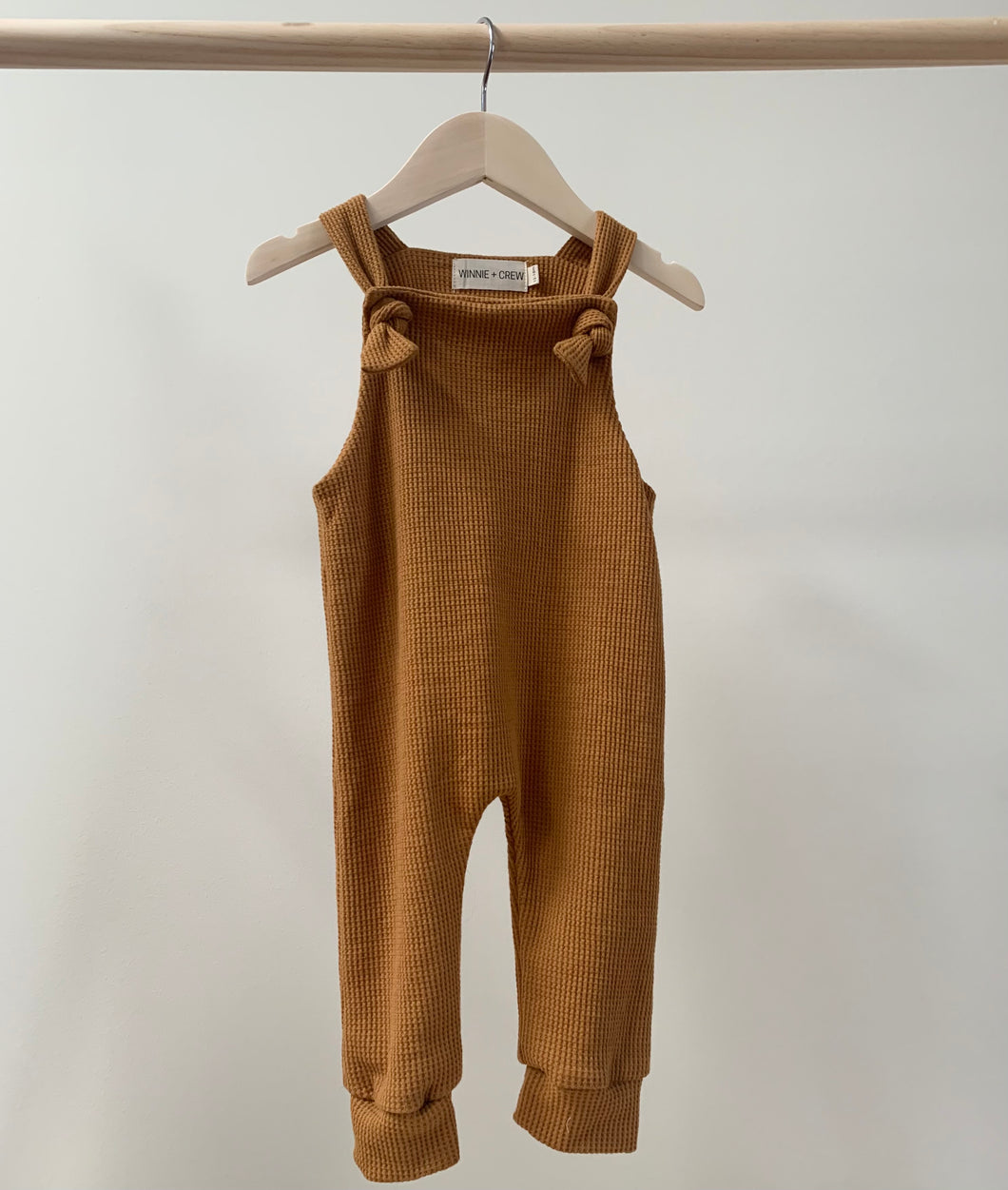 Waffle Knit Overalls in Burnt Orange
